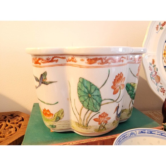 Accents Vintage Japanese Porcelain Planter Hand Painted In Hong Kong